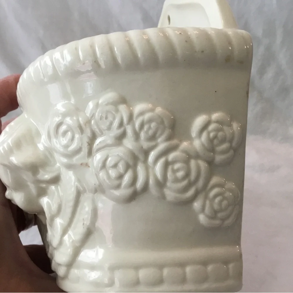 Vintage MCM Cherub Angel Wall Pocket Planter, Ivory